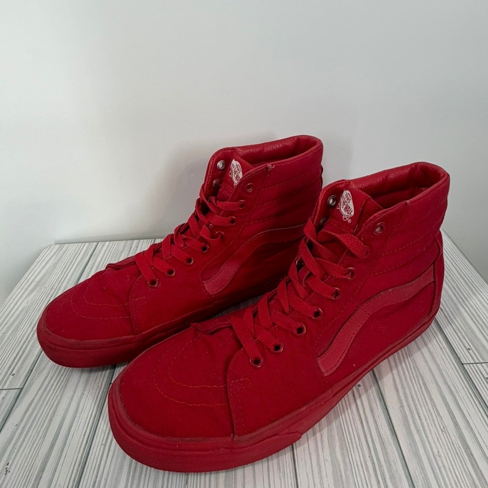 Vans Sk8-Hi Red Monochromatic High Top Canvas Men's 9/Women's 10.5 UNISEX - Picture 3 of 8